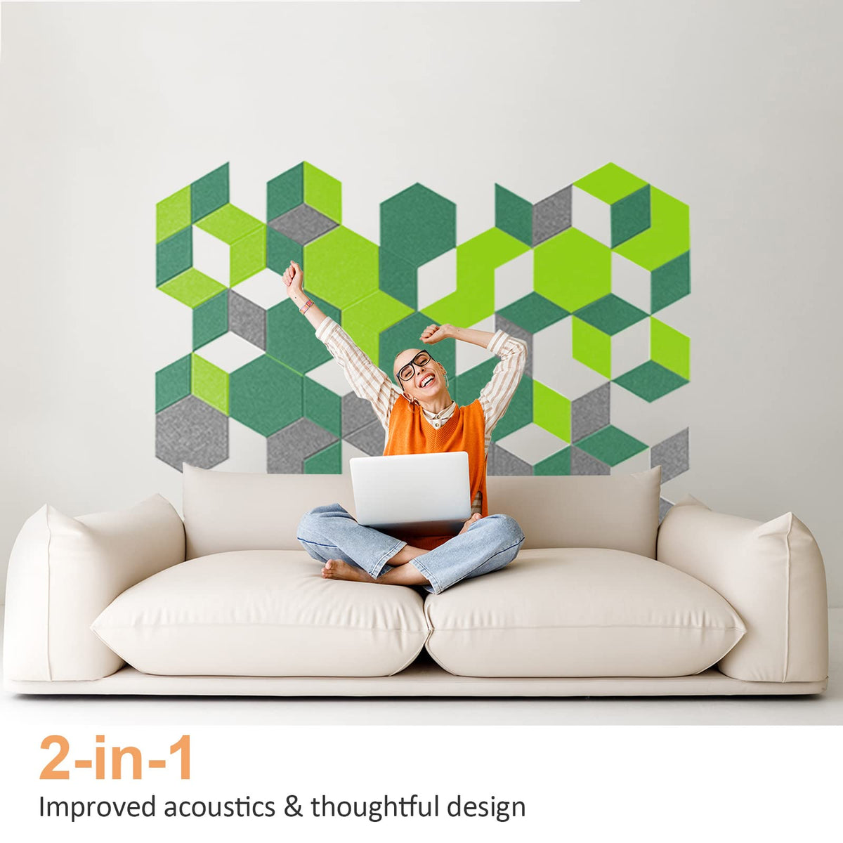 JBER Hexagon Acoustic Foam Panels Self-Adhesive