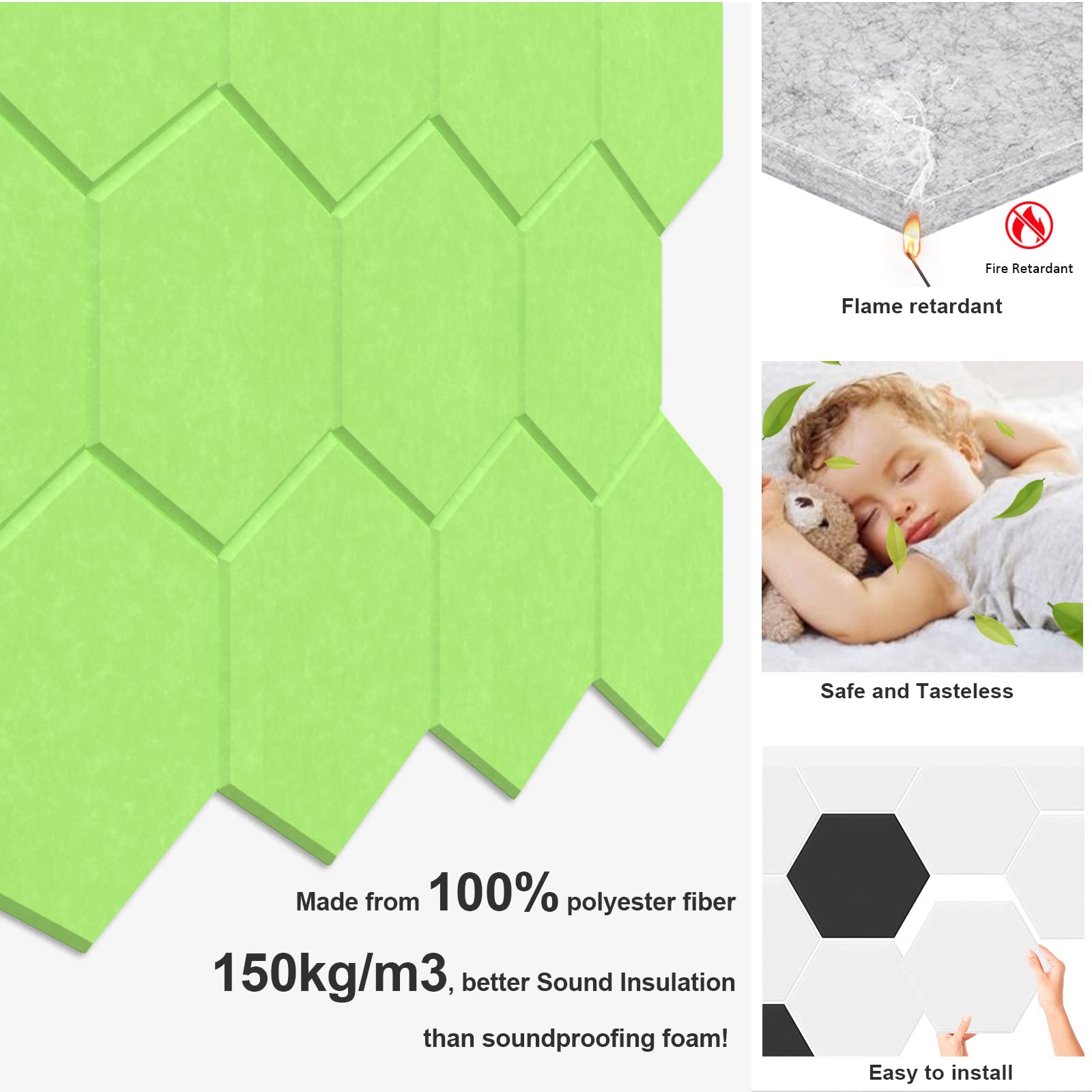 JBER Hexagon Acoustic Foam Panels Self-Adhesive