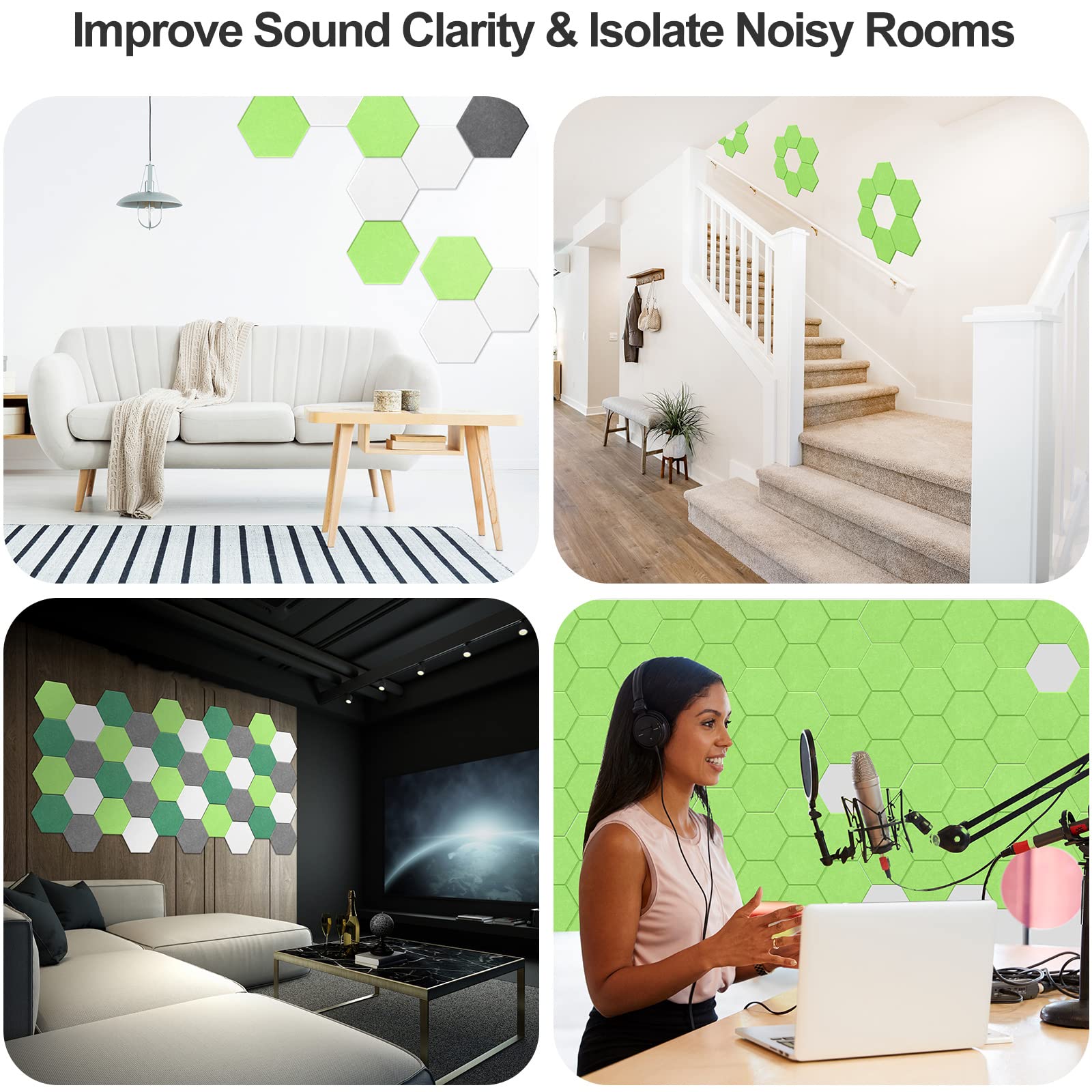 JBER Hexagon Acoustic Foam Panels Self-Adhesive